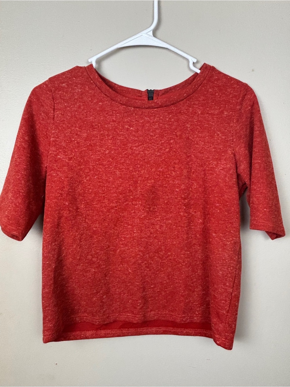 Topshop Red Heathered Short Sleeve Crewneck Top